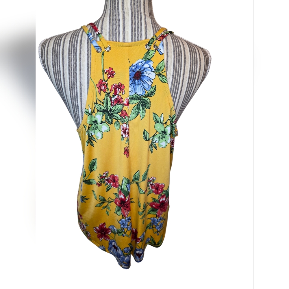 Modern Attraction Women's Floral Yellow Sleeveless Top Size L - Picture 2 of 6